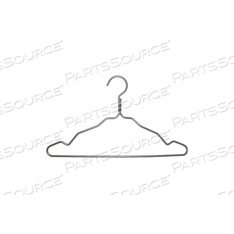 NAHANCO TOP HANGER-TWISTED NECK & NOTCHES, 16-1/2"L, METAL-BRUSHED ALUMINUM, PKG QTY 100 by National Hanger Company Inc.