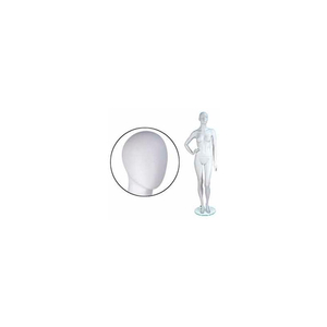 FEM. MANNEQUIN - OVAL HEAD, RIGHT HAND ON HIP, LEFT LEG BENT - CAMEO WHITE by Mondo Mannequins