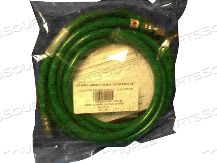 GAS HOSE, ASM-O2, 10FT LENGTH, DISS N X DISS N CONNECTION TYPE, FOR USE WITH: FOR GAS SUPPLY by Draeger Inc.