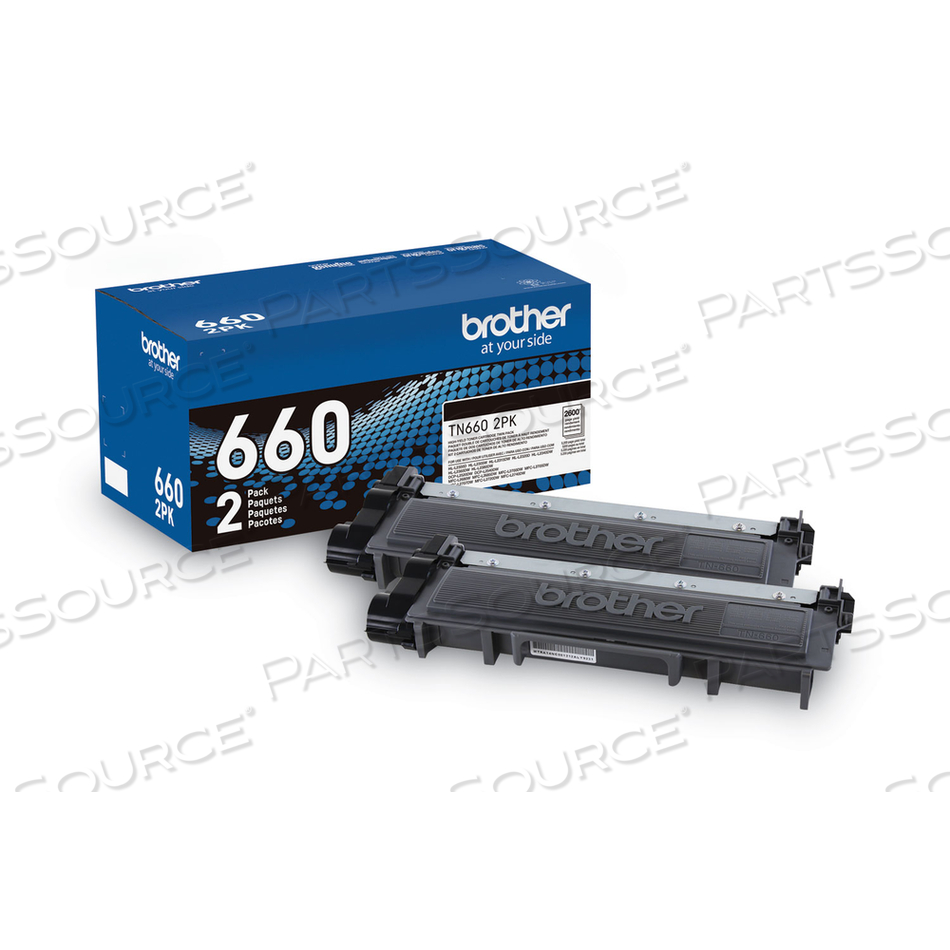 TN6602PK HIGH-YIELD TONER, 2,600 PAGE-YIELD, BLACK by Brother