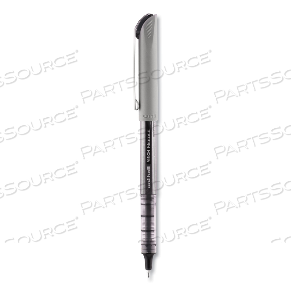 VISION NEEDLE ROLLER BALL PEN, STICK, FINE 0.7 MM, BLACK INK, SILVER BARREL by Uni-Ball