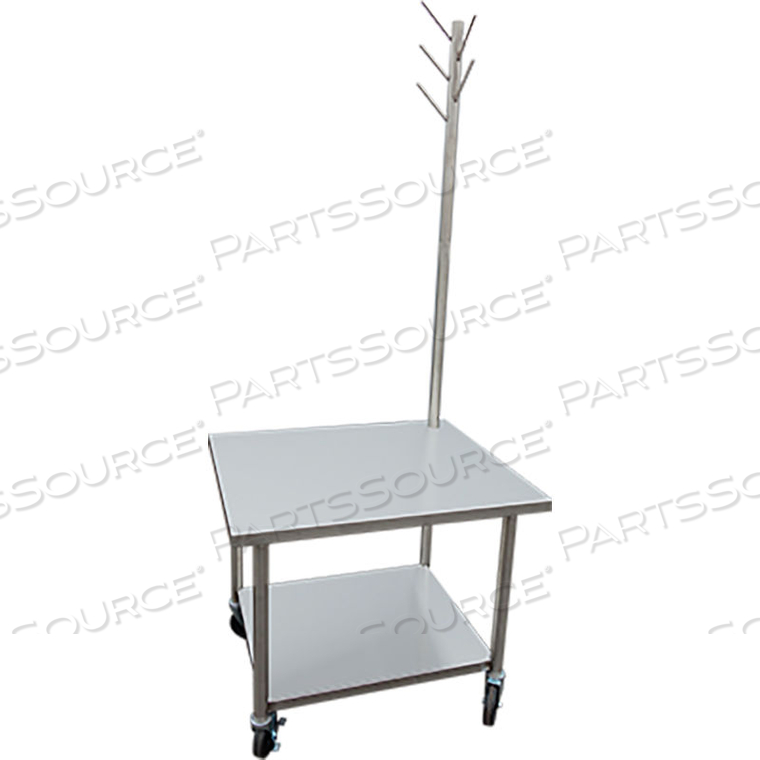 MIXER TABLE WITH TOOL TREE, UNDERSHELF & CASTERS 30X36X30 