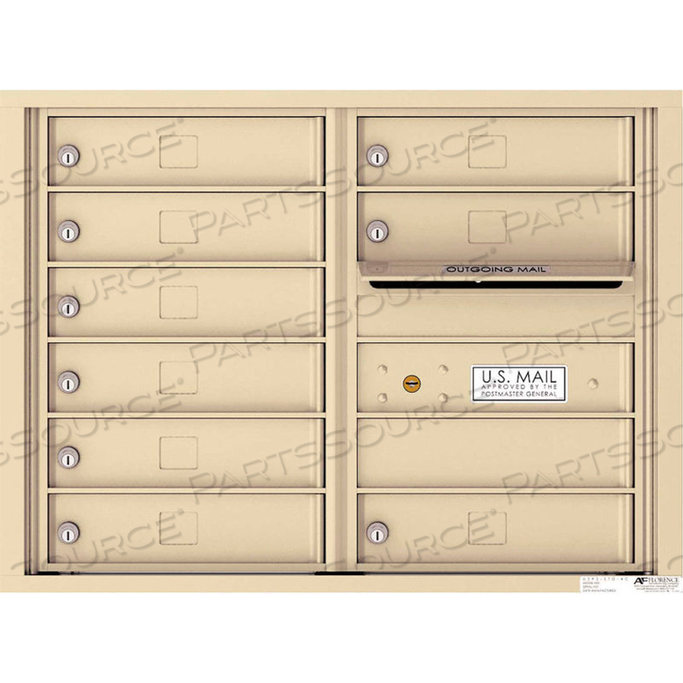 VERSATILE 4C MAILBOX 4C06D-09, 23-1/4"H, 9 MAILBOXES, FRONT LOADING, ALUMINUM, BEIGE, USPS by Florence Manufacturing Company