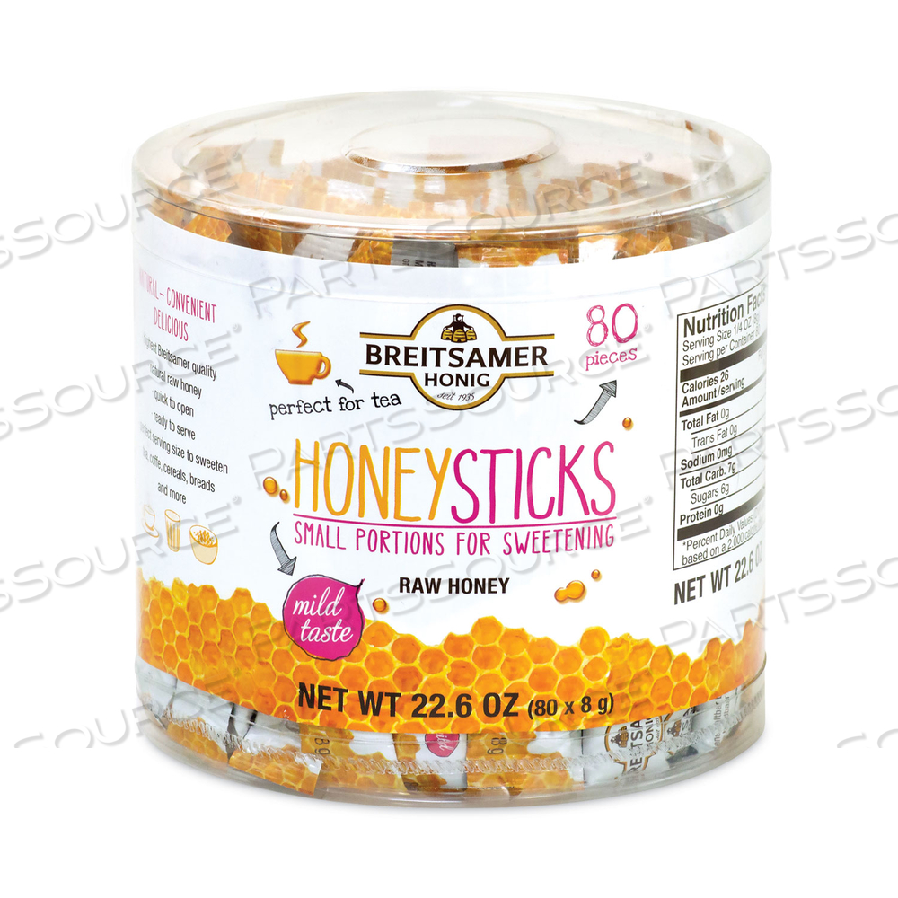 RAW HONEY STICKS, 0.28 OZ, 80 STICKS/TUB 