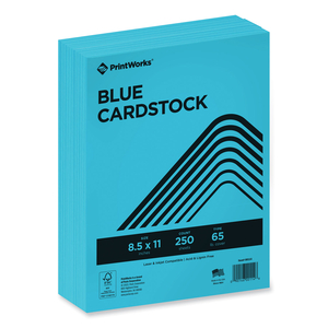 COLOR CARDSTOCK, 65 LB COVER WEIGHT, 8.5 X 11, BLUE, 250/REAM by PrintWorks Professional