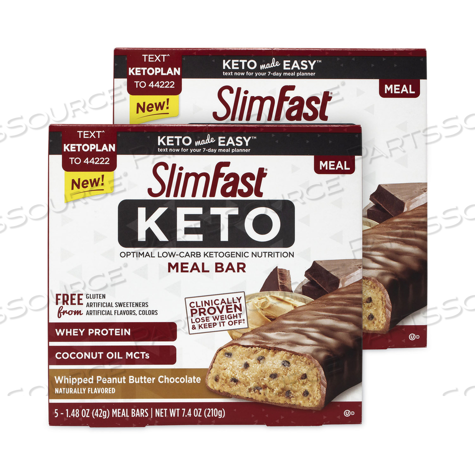 WHIPPED PEANUT BUTTER CHOCOLATE KETO MEAL BAR, 1.48 OZ BAR, 5 BARS/BOX, 2 BOXES 