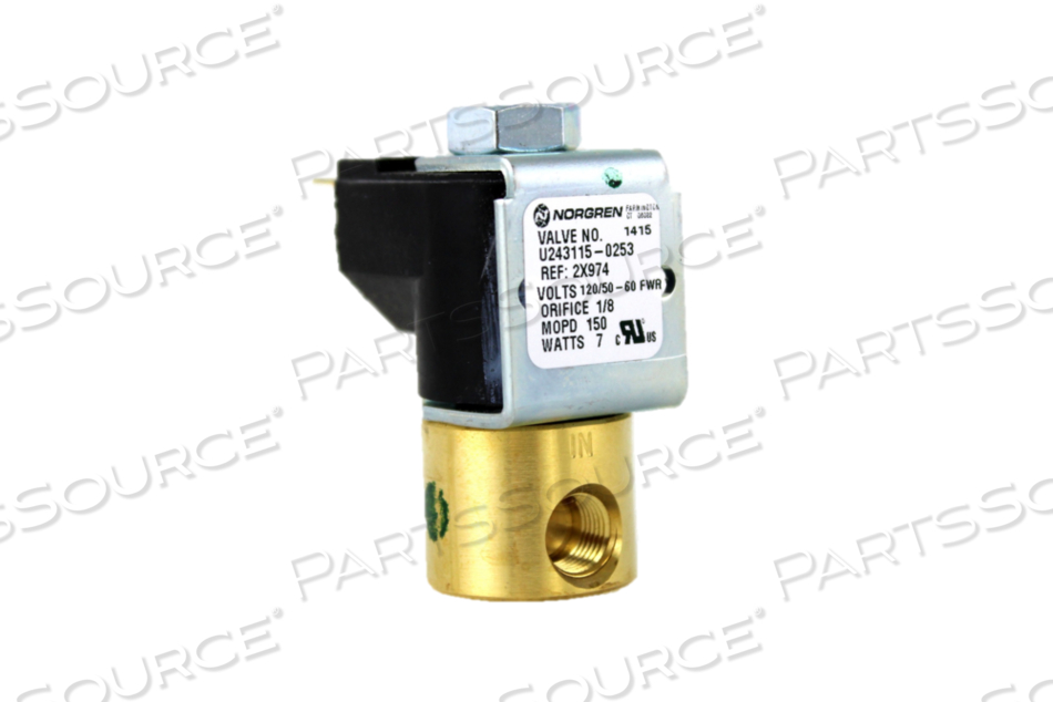 AIR VALVE SOLENOID; PISTON; BRASS, VITON SEAT; 1/8 FPT CONNECTION SIZE; 60HZ FREQUENCY; 120VAC VOLTAGE RATING 