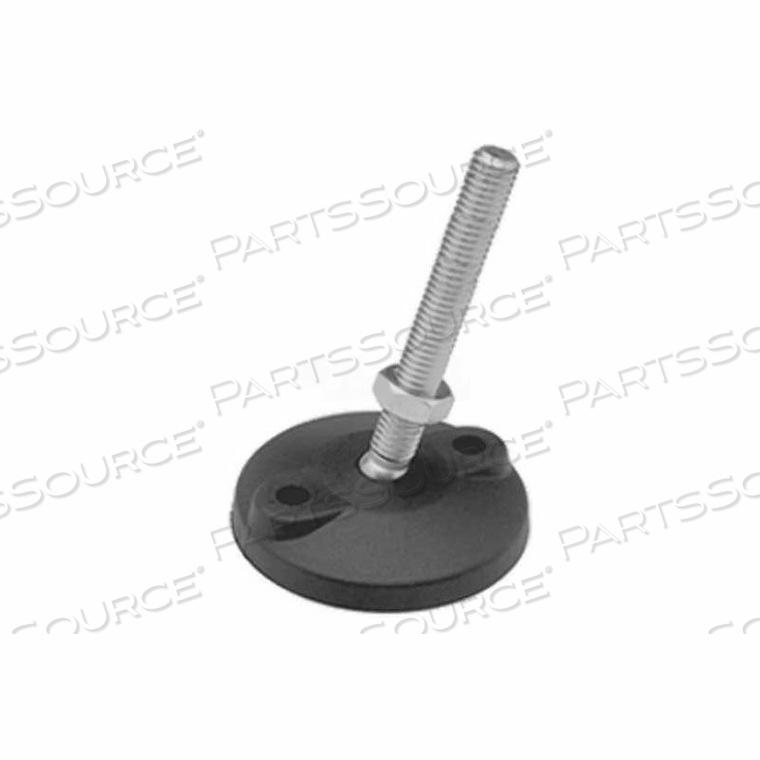 LEVELING MOUNT W/ LAG BOLT HOLES, 1/2-13 X 4" STUD, 1.97" BASE DIA, 5.375"H, 4000 LBS LOAD CAP - USA by J.W. Winco LEVELING MOUNT W/ LAG BOLT HOLES, 1/2-13 X 4" STUD, 1.97" BASE DIA, 5.375"H, 4000 LBS LOAD CAP - USA by J.W. Winco