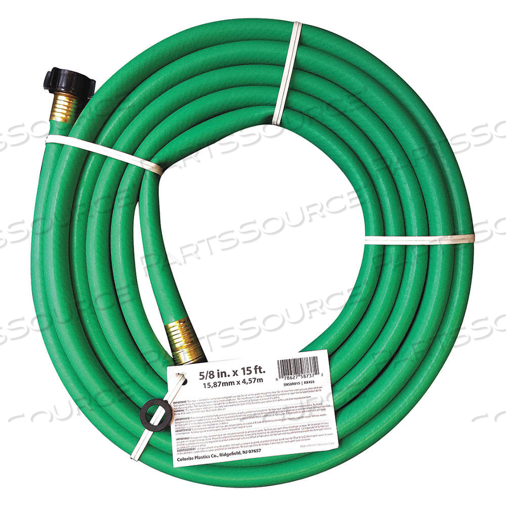 WATER HOSE, PVC, 5/8 IN INSIDE DIA., 15 FT LG, 3/4 IN MGHT X 3/4 IN FGHT, VARIES by Approved Vendor WATER HOSE, PVC, 5/8 IN INSIDE DIA., 15 FT LG, 3/4 IN MGHT X 3/4 IN FGHT, VARIES by Approved Vendor