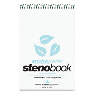ENVIROSHADES STENO NOTEPAD, GREGG RULE, WHITE COVER, 80 BLUE 6 X 9 SHEETS, 4/PACK by Roaring Spring Paper Products