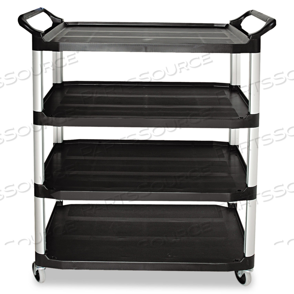 XTRA SERVICE CART, ALUMINUM POSTS, 4 SHELF, 40-5/8"LX20"W, BLACK by Rubbermaid Medical Division XTRA SERVICE CART, ALUMINUM POSTS, 4 SHELF, 40-5/8"LX20"W, BLACK by Rubbermaid Medical Division