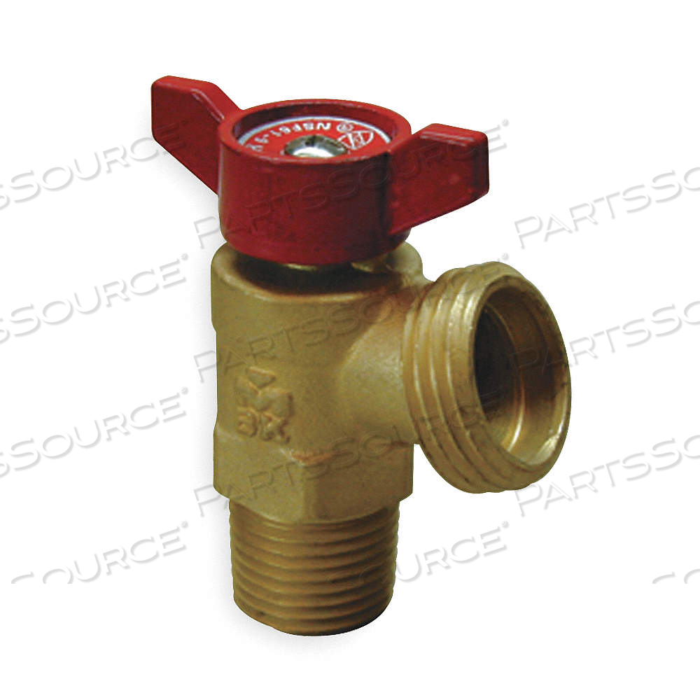 BOILER DRAIN VALVE, BRASS, MIP, MGHT, 100 PSI MAX. PRESSURE, TEE by Approved Vendor