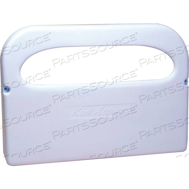 REST ASSURED PLASTIC 1/2 FOLD TOILET SC DISPENSER, 250 SC CAP. WHITE 