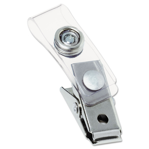 BADGE CLIPS WITH PLASTIC STRAPS, 0.5" X 1.5", CLEAR/SILVER, 100/BOX by GBC