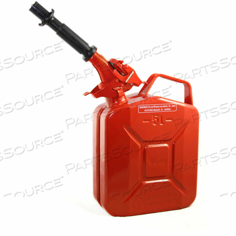 JERRY CAN W/SPOUT & SPOUT ADAPTER, RED, 5 LITER/1.32 GALLON CAPACITY - 3015 