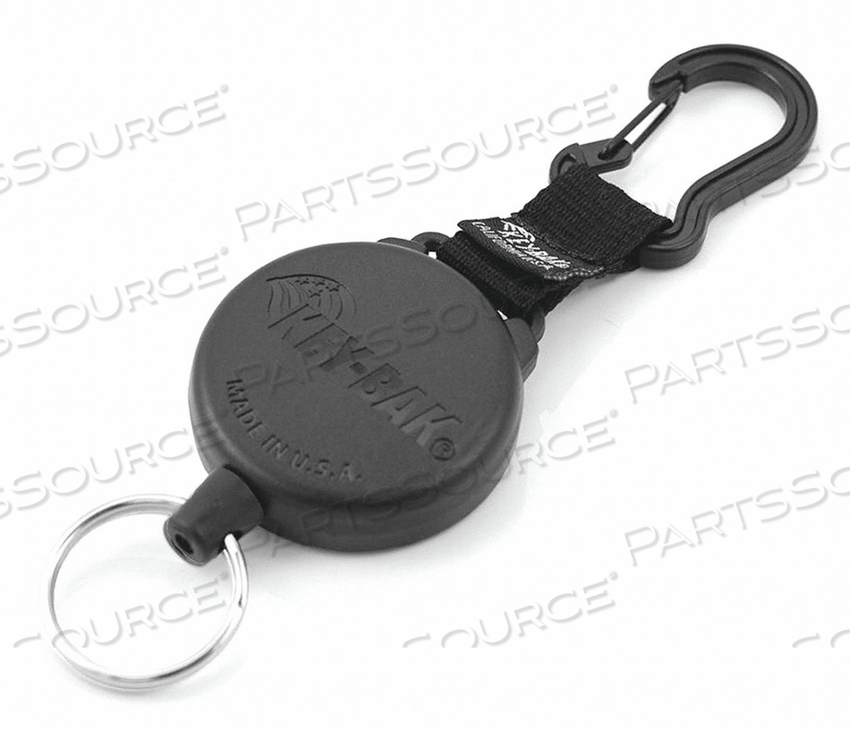 KEY-BAK SECURIT #488B RETRACTABLE KEY REEL W/48" KEVLAR CORD POLYCARBONATE CASE CARABINER CLIP by West Coast Chain Mfg