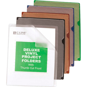 DELUXE VINYL PROJECT FOLDERS WITH COLORED BACKS, 11 X 8 1/2, 35/BX by C-Line