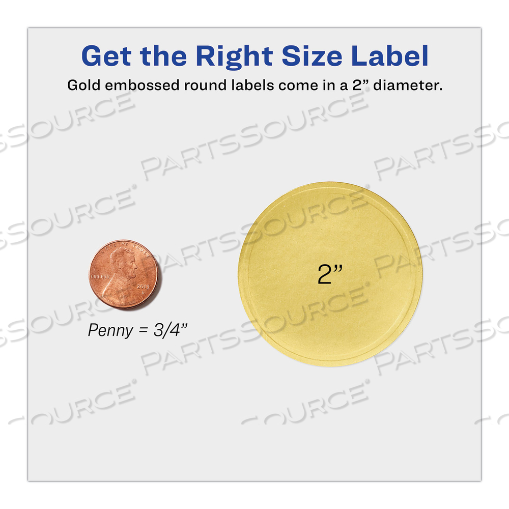 ROUND LABELS, INKJET PRINTERS, 2" DIA, GOLD, 12/SHEET by Avery ROUND LABELS, INKJET PRINTERS, 2" DIA, GOLD, 12/SHEET by Avery