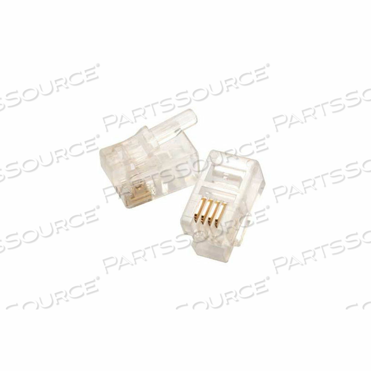 MODULAR PLUG 4P4C - FLAT CABLE, CLEAR, 50 UIN GOLD, 50/PK by Eclipse Enterprises, Inc.
