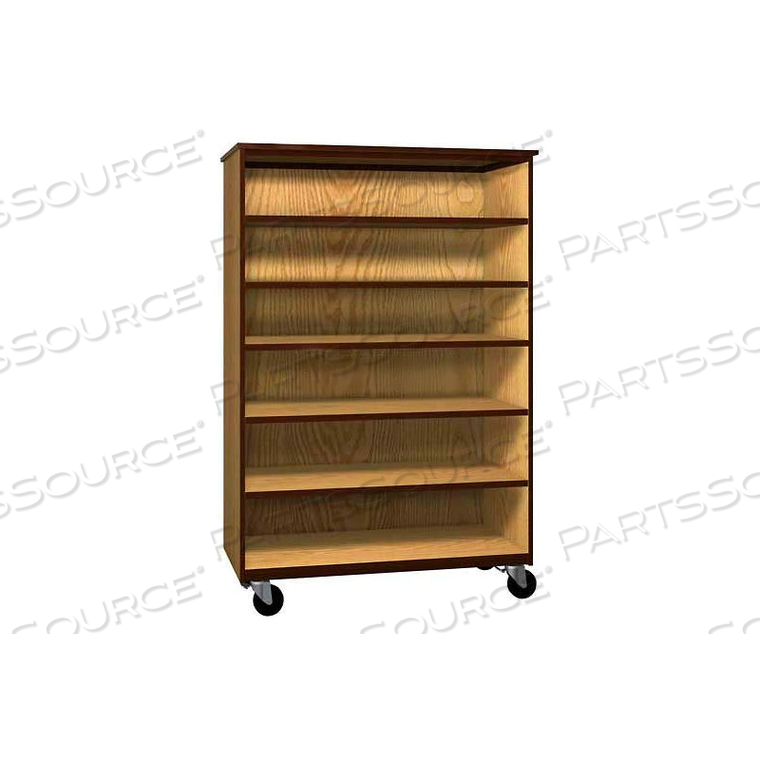 MOBILE WOOD GENERAL STORAGE CABINET, OPEN FRONT, 48"W X 22-1/4"D X 72"H, FOLKSTONE/GREY by Ironwood Manufacturing Inc MOBILE WOOD GENERAL STORAGE CABINET, OPEN FRONT, 48"W X 22-1/4"D X 72"H, FOLKSTONE/GREY by Ironwood Manufacturing Inc