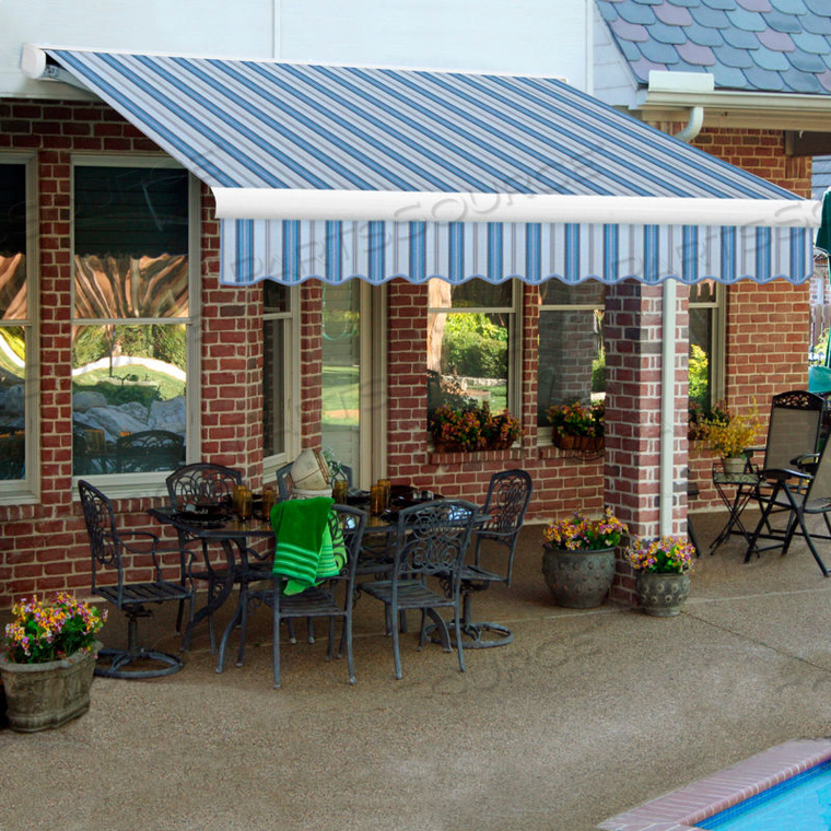 RETRACTABLE AWNING MANUAL 24'W X 10'D X 10"H BLUE 