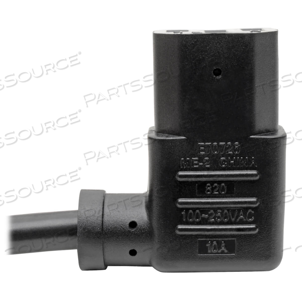 POWER CORD, 6 FT, 10 A, 125 V, 18 AWG, NEMA 5-15P TO IEC 320-C13 LEFT ANGLE, BLACK by Tripp Lite POWER CORD, 6 FT, 10 A, 125 V, 18 AWG, NEMA 5-15P TO IEC 320-C13 LEFT ANGLE, BLACK by Tripp Lite