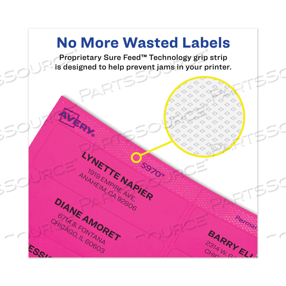 HIGH-VIS REMOVABLE LASER/INKJET ID LABELS, 2 X 4, ASST. NEON by Avery