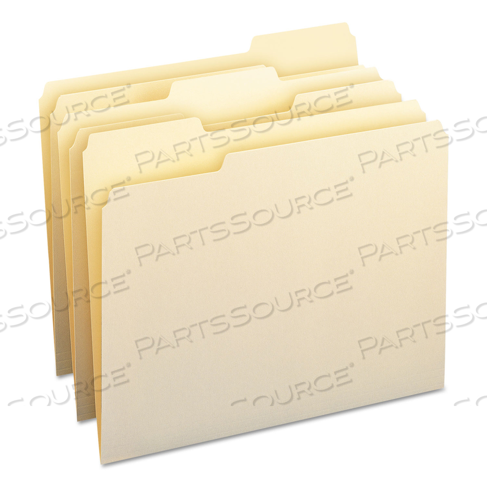 MANILA FILE FOLDERS, 1/3-CUT TABS: ASSORTED, LETTER SIZE, 0.75" EXPANSION, MANILA by Smead