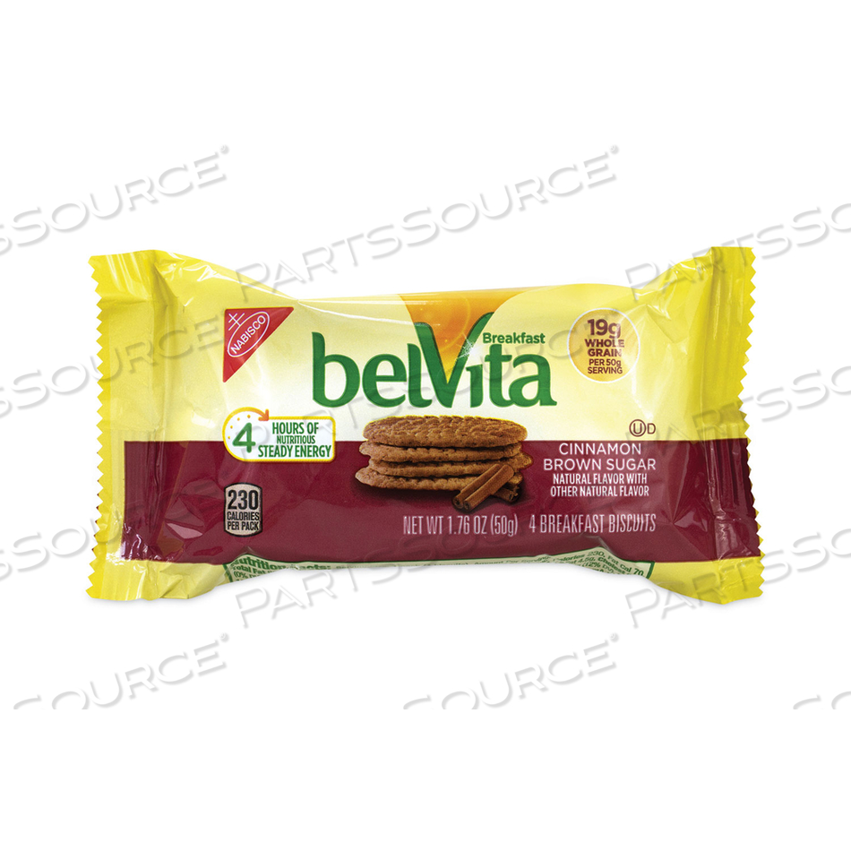 BELVITA BREAKFAST BISCUITS, CINNAMON BROWN SUGAR, 1.76 OZ PACK, 25 PACKS/BOX 