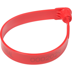 FIXED LENGTH PLASTIC TRUCK SEAL, 7.5" RED, 60LBS PULL FORCE, 100/PACK by Cambridge Security Seals LLC FIXED LENGTH PLASTIC TRUCK SEAL, 7.5" RED, 60LBS PULL FORCE, 100/PACK by Cambridge Security Seals LLC
