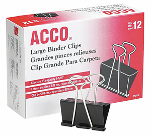 BINDER CLIP BLK/SLVR PLASTIC/STEEL PK12 by ACCO Brands