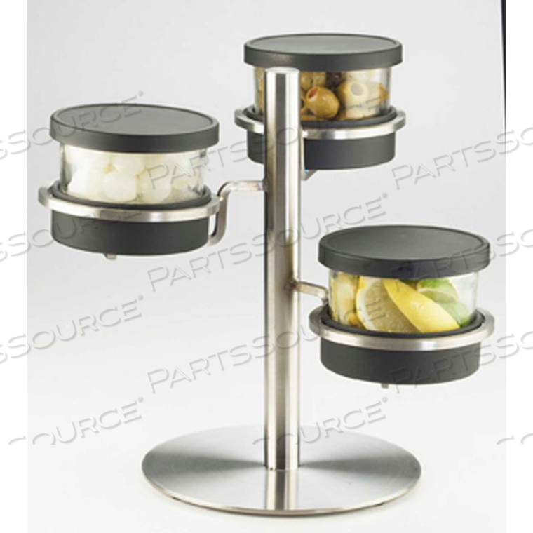 MIXOLOGY 3 TIER 16 OZ. JAR HOLDER WITH STAINLESS STEEL LIDS 14"W X 11"D X 11-1/4"H 