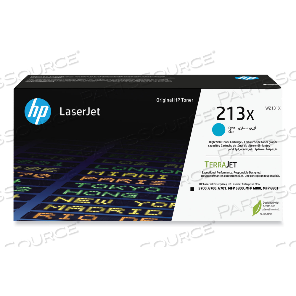 HP 213X (W2131X) HIGH-YIELD CYAN ORIGINAL LASERJET TONER CARTRIDGE by HP (Hewlett-Packard)