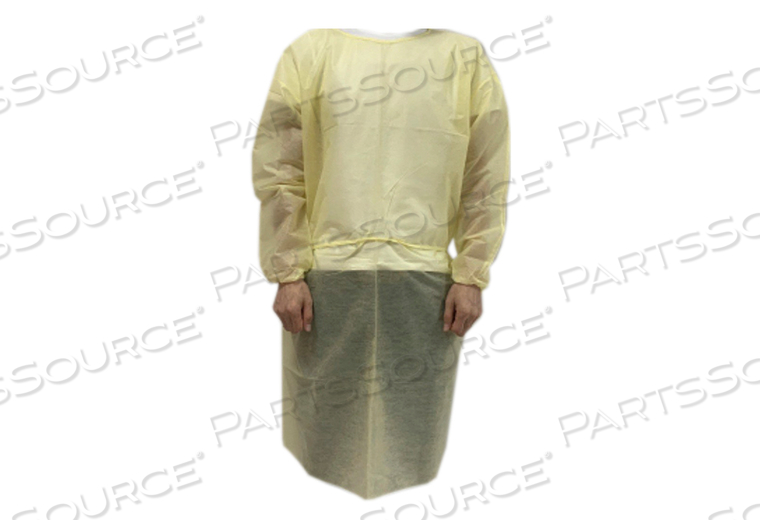 PROTECTIVE PROCEDURE GOWN ONE SIZE FITS MOST YELLOW NONSTERILE DISPOSABLE (100/CS) by Cypress