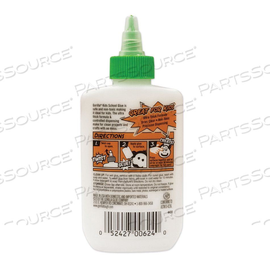 SCHOOL GLUE LIQUID, 4 OZ, DRIES CLEAR, 6/PACK 