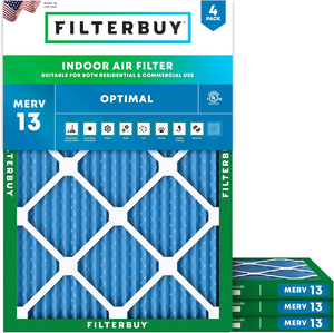 PLEATED HVAC FURNACE AIR FILTER, MERV 13, 19X21.5X1, PACKAGE OF 4 by Filterbuy, Inc.