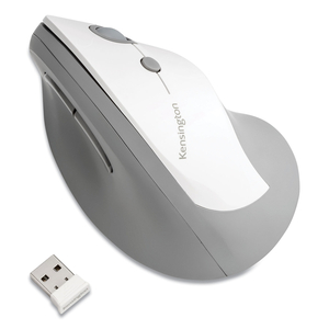 PRO FIT ERGO VERTICAL WIRELESS MOUSE, VERTICAL MOUSE, ERGONOMIC, RIGHT-HANDED, 6 BUTTONS, WIRELESS, USB WIRELESS RECEIVER, GRAY by Kensington Computer Products PRO FIT ERGO VERTICAL WIRELESS MOUSE, VERTICAL MOUSE, ERGONOMIC, RIGHT-HANDED, 6 BUTTONS, WIRELESS, USB WIRELESS RECEIVER, GRAY by Kensington Computer Products