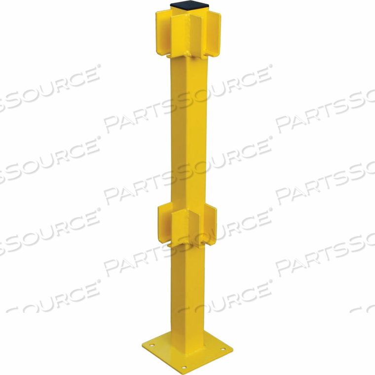 STEEL LIFT-OUT GUARD RAIL CORNER POST, DOUBLE-RAIL, 42"H, YELLOW by Beijing Yamei -Tianjin