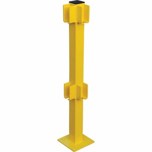 STEEL LIFT-OUT GUARD RAIL CORNER POST, DOUBLE-RAIL, 42"H, YELLOW by Beijing Yamei -Tianjin