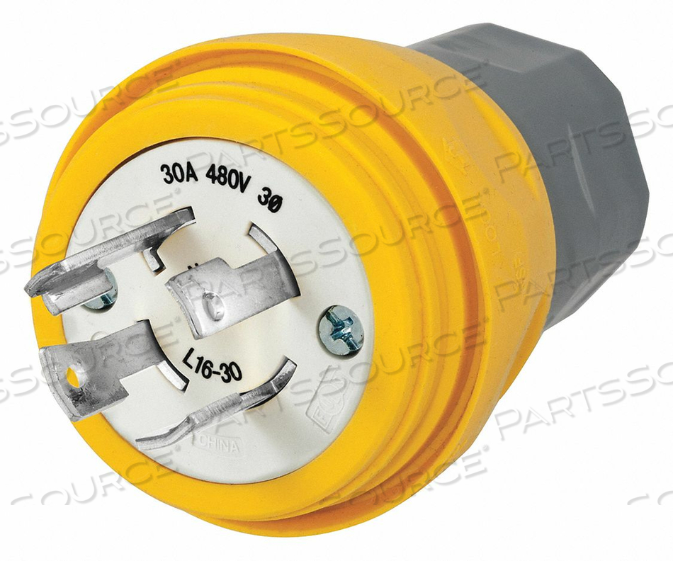 LOCKING, WATERTIGHT PLUG, 30A, 480V 3 PHASE, 3P 4W THERMOPLASTIC ELASTOMER YELLOW by Hubbell Incorporated, Wiring Device-Kellums LOCKING, WATERTIGHT PLUG, 30A, 480V 3 PHASE, 3P 4W THERMOPLASTIC ELASTOMER YELLOW by Hubbell Incorporated, Wiring Device-Kellums