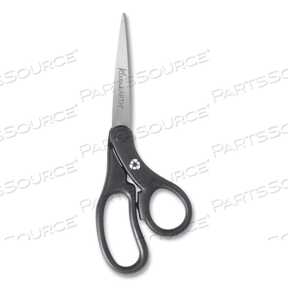 KLEENEARTH BASIC PLASTIC HANDLE SCISSORS, 8" LONG, 3.1" CUT LENGTH, BLACK OFFSET HANDLE 