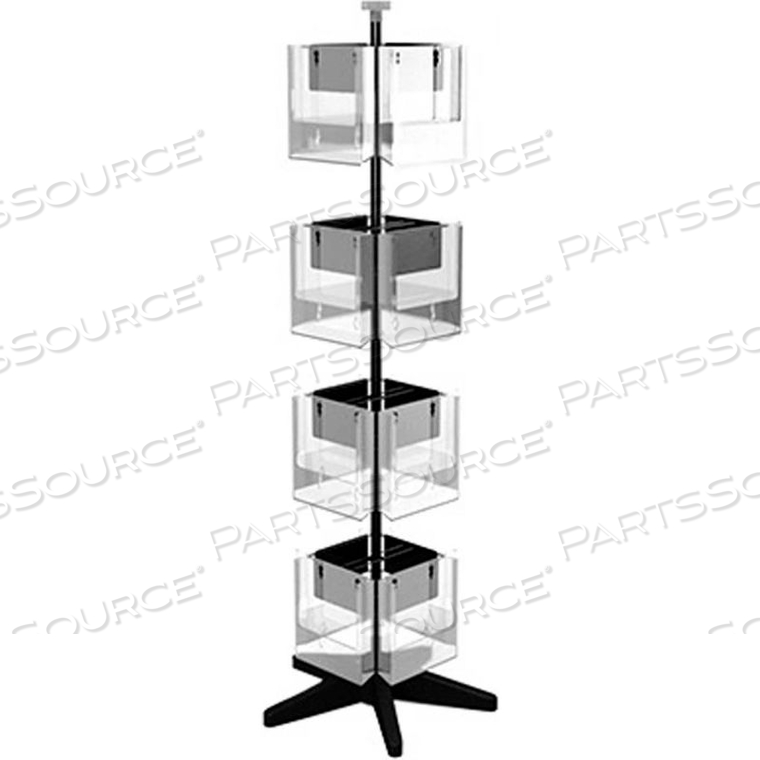 ROTATING LITERATURE DISPLAY W/ 16 CLEAR POCKETS & HEAVY-DUTY BASE, BLACK by Vulcan Industries