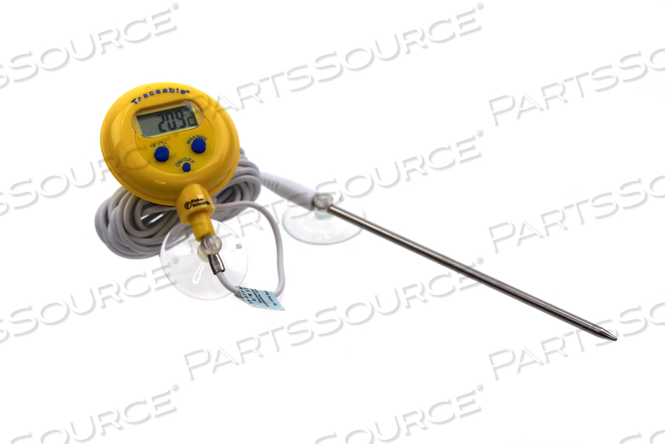 DIGITAL THERMOMETER WITH STAINLESS STEEL PROBE ON CABLE by Fisher Healthcare
