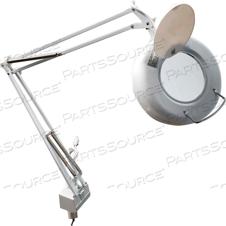 3-DIOPTER FLUORESCENT MAGNIFIER LAMP W/ AC RECEPTACLE, WHITE by Mg Electronics