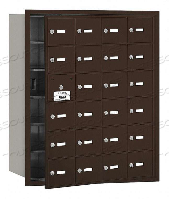 4B+ HORIZONTAL MAILBOX, 24 A DOORS (23 USABLE), FRONT LOADING, BRONZE, USPS ACCESS by Salsbury Industries