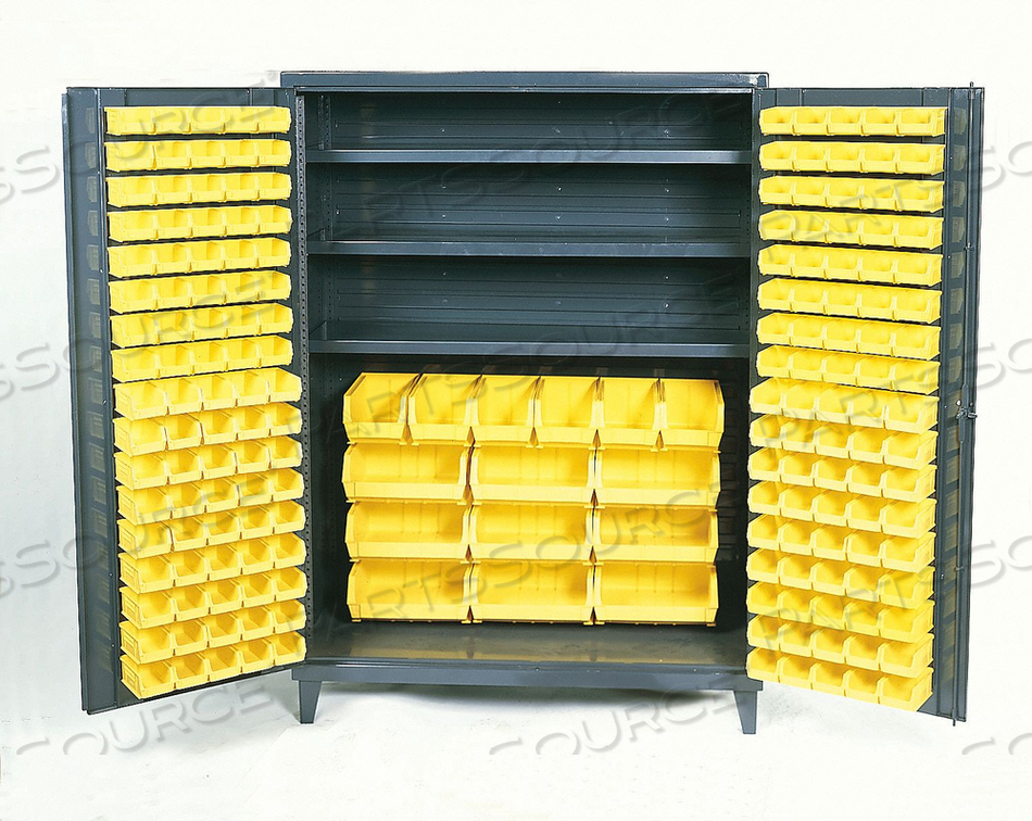 STORAGE BIN CABINET - 185 YELLOW HOOK-ON BINS 60"W X 24"D X 84"H by Durham Manufacturing Company STORAGE BIN CABINET - 185 YELLOW HOOK-ON BINS 60"W X 24"D X 84"H by Durham Manufacturing Company