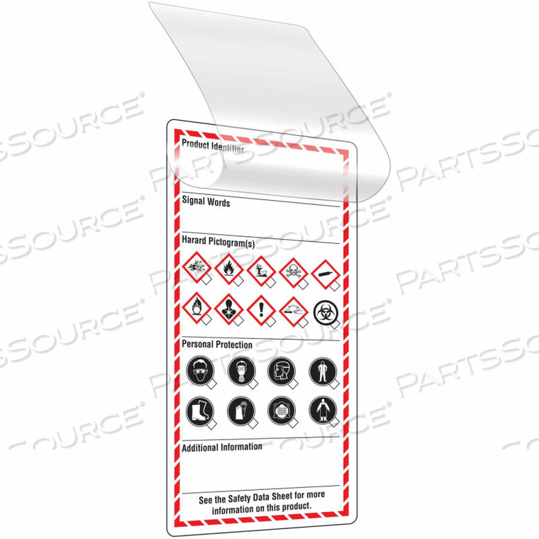 GHS STYLE BLANK SELF-LAMINATING WORKPLACE LABELS,, 3" X 6", 25/PACK by Incom Manufacturing
