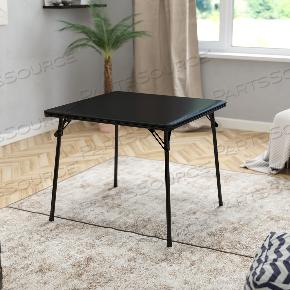 MADELYN BLACK FOLDING CARD TABLE - LIGHTWEIGHT PORTABLE FOLDING TABLE WITH COLLAPSIBLE LEGS by Flash Furniture MADELYN BLACK FOLDING CARD TABLE - LIGHTWEIGHT PORTABLE FOLDING TABLE WITH COLLAPSIBLE LEGS by Flash Furniture