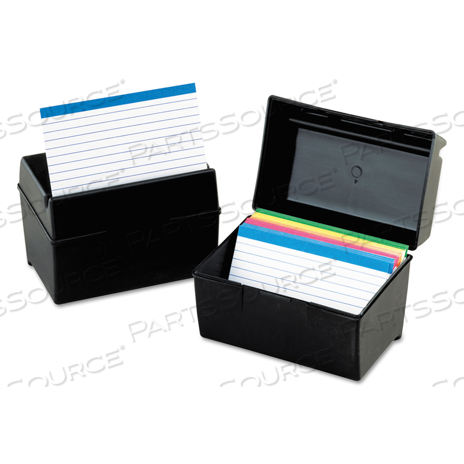 PLASTIC INDEX CARD FILE, HOLDS 400 4 X 6 CARDS, 6.5 X 4.78 X 5.25, BLACK by Oxford