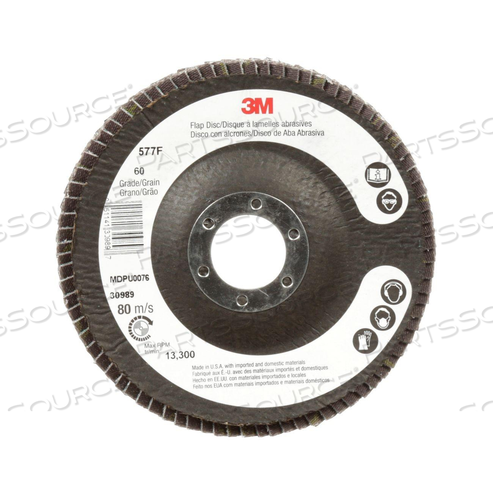 7010363142 3M™ 577F DISC, COATED, 4 1/2 INCH DIA, 36 GRIT, FLAP, T27, 13300 RPM by 3M Consumer